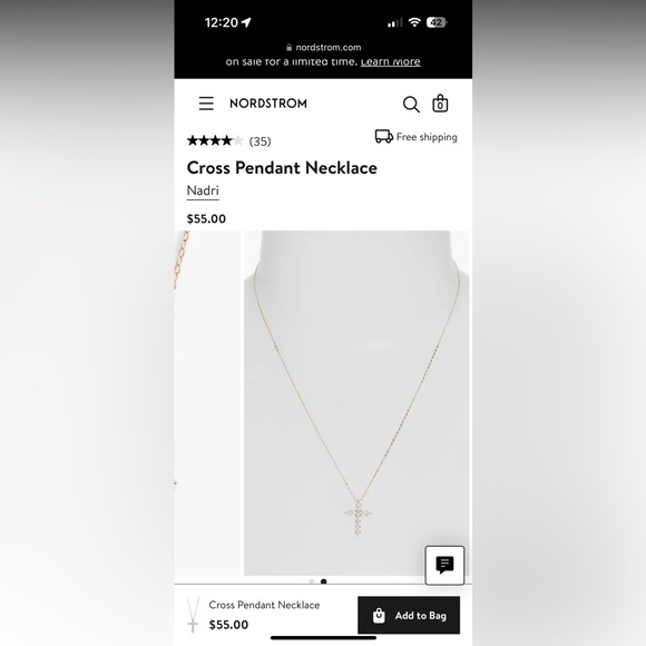 Nadri Gold Cross Pendant - Picture 2 of 5